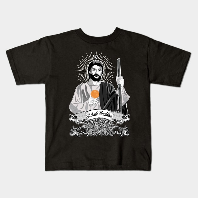 ST JUDE THADDEUS - NOVENA IMAGE Kids T-Shirt by Obedience │Exalted Apparel